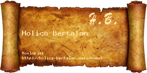 Holics Bertalan névjegykártya