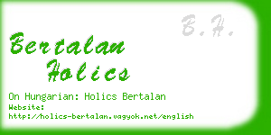 bertalan holics business card